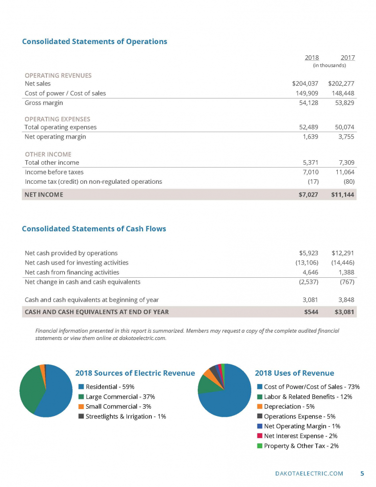 Consolidated Balance Sheets – Dakota Electric Association®