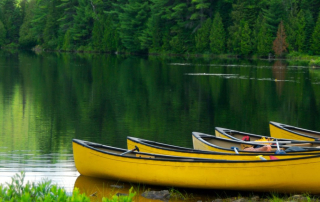 Canoes on a lake